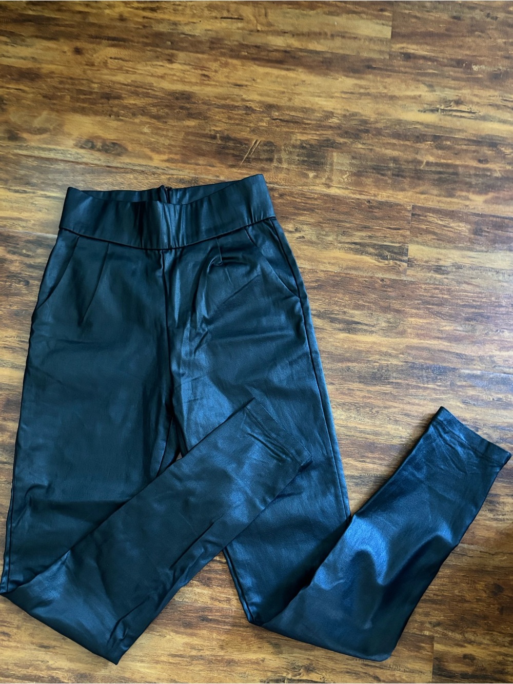 White Fox faux black leather pants , NWOT